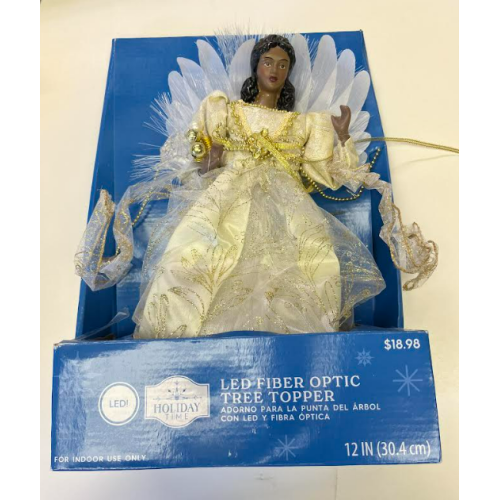 Holiday Time LED 12'' GOLD Fiber Optic Angel Christmas Tree Topper LED LIGHT