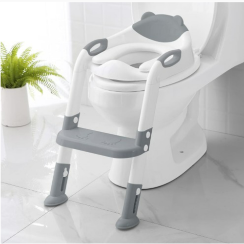 Toilet Potty Training Seat with Step Stool Ladder,SKYROKU Training Toilet for Kids Boys Girls Toddlers-Comfortable Safe Potty Seat with Anti-Slip Pads Ladder (Grey)