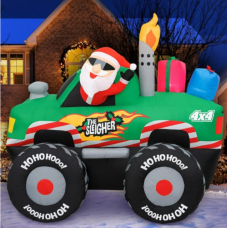 Holidayana Christmas Inflatables Large 6 ft Santa's Monster Truck - Inflatable Outdoor Christmas Decorations Blow Up X-mas Decorations for Yard, Lawn & Garden Internal Lights & Built-in Fan