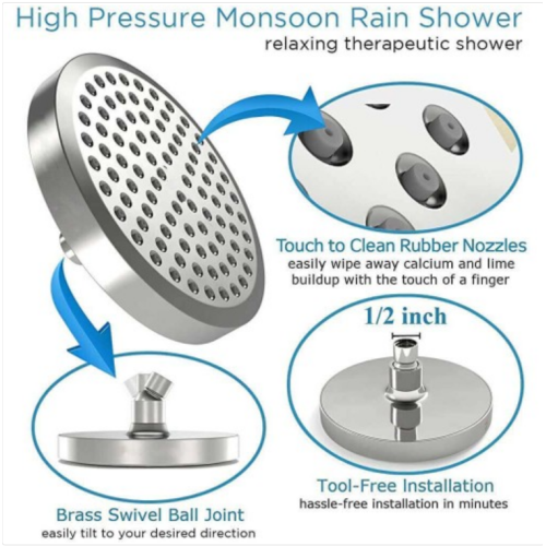 Luxury 6" Shower Head High Pressure Rain Luxury Modern