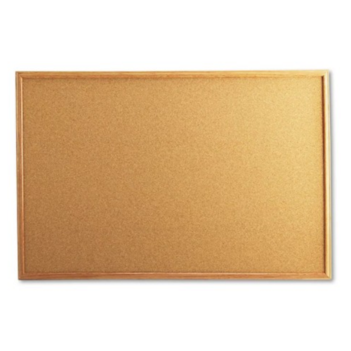 UNIVERSAL Cork Board with Oak Style Frame 36 x 24 Natural Oak-Finished Frame 43603