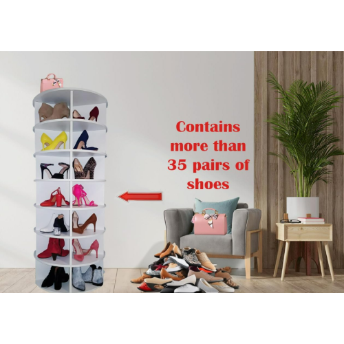 Weinstein storage Rotating shoe rack 360° original, Spinning shoe rack, original 7-tier hold over 35 pairs of shoes, Rotating shoe rack tower, Lazy susan, Reloving, Shoe rack