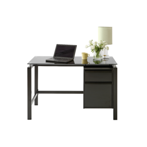 Realspace Lake Point 46”W Writing Desk, Black Glass