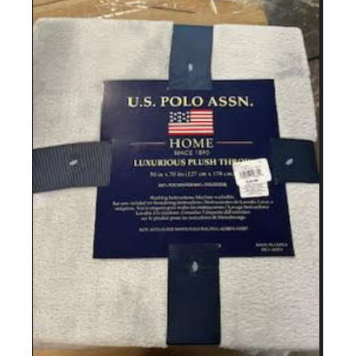 U.S. Polo Assn. Oversized Lightweight Throw Blanket for Bed/Sofa - Soft Fleece Couch Blankets and Throws - Cozy Decorative Bedding - 50"x70"/Grey