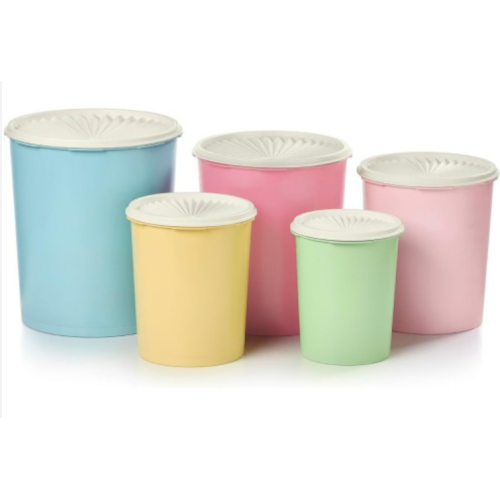 Tupperware Heritage Collection 10 Piece Nested Canister Set in Vintage Colors - Dishwasher Safe & BPA Free - (5 Containers + 5 Lids)