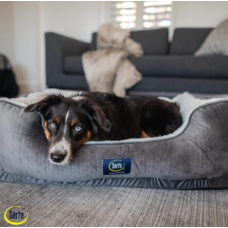 Serta Orthopedic Cuddler Dog Bed for Pets – Slate Gray (Large)