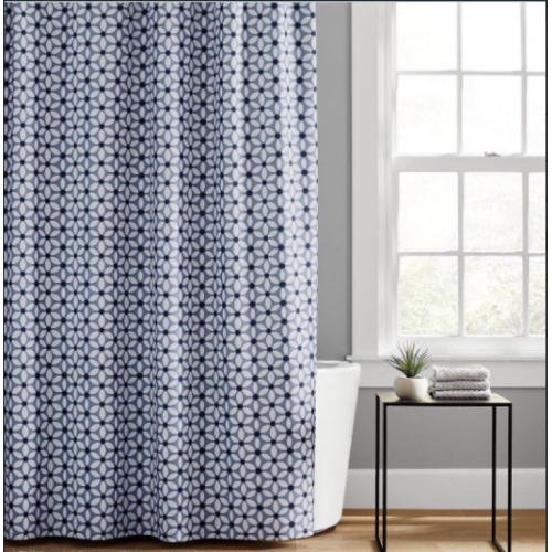 Simply Essential™ 72-Inch x 72-Inch Geo Petal Flower Shower Curtain in Blue