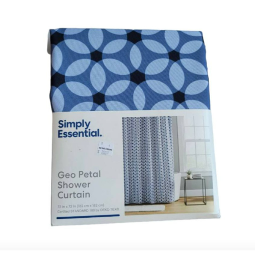 Simply Essential™ 72-Inch x 72-Inch Geo Petal Flower Shower Curtain in Blue