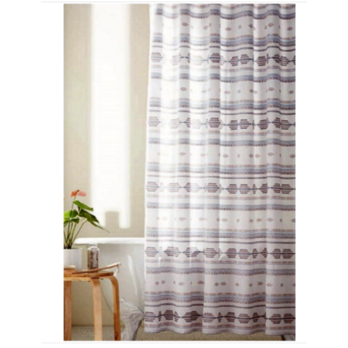 New Wild Sage 72” x 72” "Chloe" Clip Poly Multicolor Boho Fabric Shower Curtain