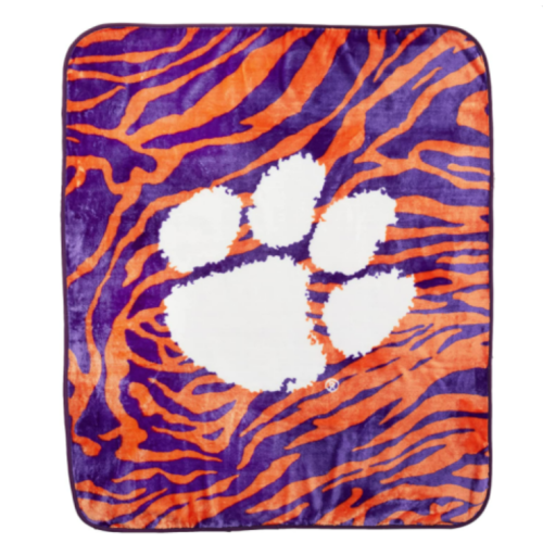 College Covers Clemson Tigers Raschel Throw Blanket, 60 in by 50 in