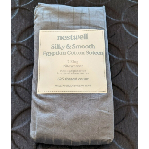 Nestwell Silky & Smooth Egyptian Cotton Sateen 2 King Pillowcases