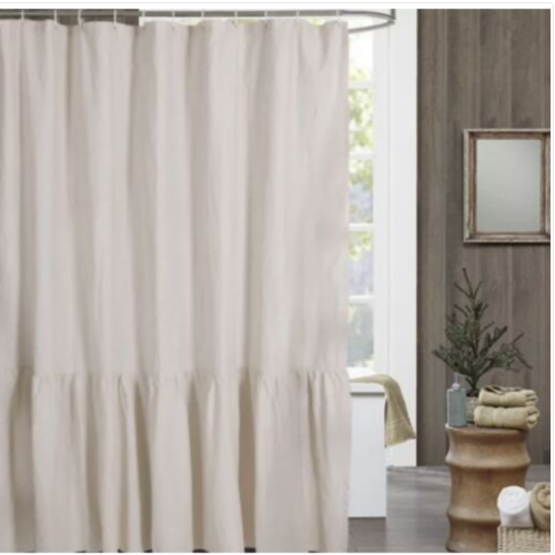 Bee & Willow Ruffled Edge 72”x72” Shower Curtain in Natural Linen