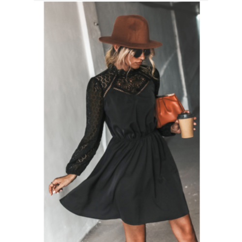 Cupshe Zaina Lace-Trim Long Sleeve Mini Dress