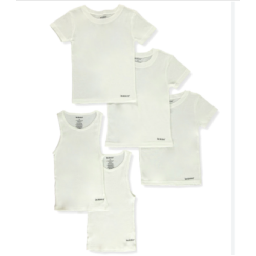 Isotoner Boys' 5-Piece Crew Neck T-Shirts And Tank Tops Set - white, 6/8