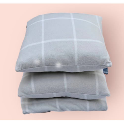 Simply Essential 3-Piece Windowpane Plaid Throw Blanket and Throw Pillow Bundle in Silver