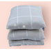 Simply Essential 3-Piece Windowpane Plaid Throw Blanket and Throw Pillow Bundle in Silver