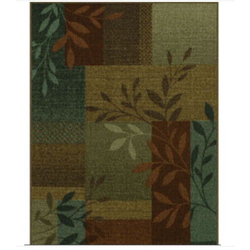 Mainstays Traditional Leaf Block Multicolor Print Area Rug, 20 in x 34 in