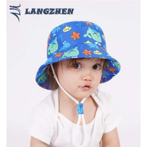 LANGZHEN Sun Protection Hat for Kids Toddler Boys Girls Wide Brim Summer Outdoor hat Cotton Baby Bucket Hat