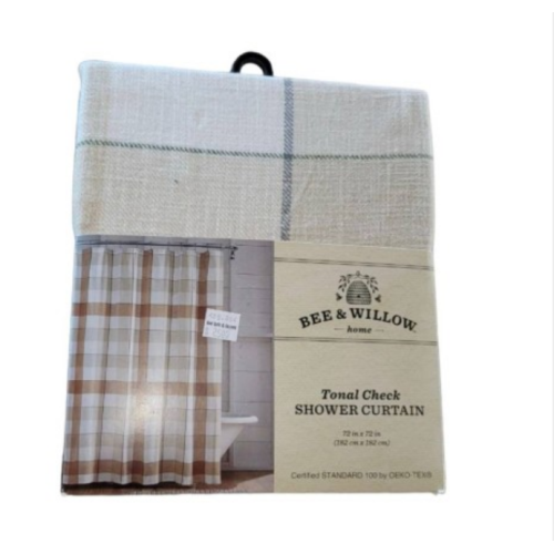 Bee & Willow™ 72-Inch x 72-Inch Tonal Check Shower Curtain in Gold