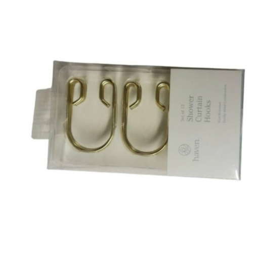  Haven U-Shaped Shower Curtain Hooks in Matte Gold - Set of 12