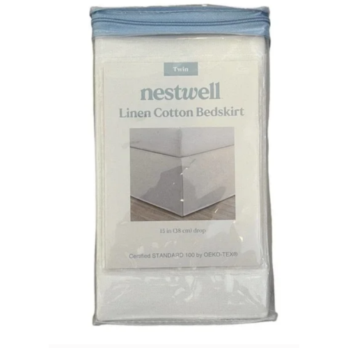 Nestwell Linen Blend Bedskirt Twin White 15" Drop 