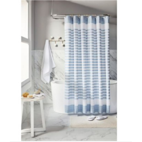 Everhome Samson Cotton Shower Curtain Pastel Blue Color