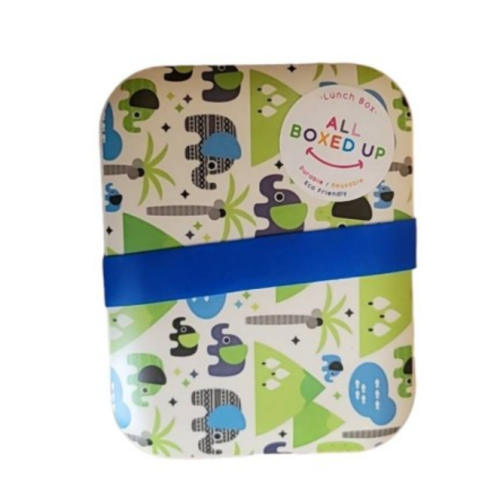 All Boxed Up Eco Friendly Lunch Box - Blue/Green Elephants Sahara Desert