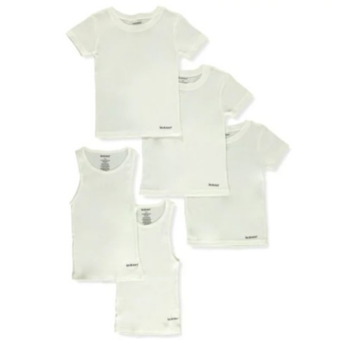 Isotoner Boys' 5-Piece Crew Neck T-Shirts And Tank Tops Set - white,10/12