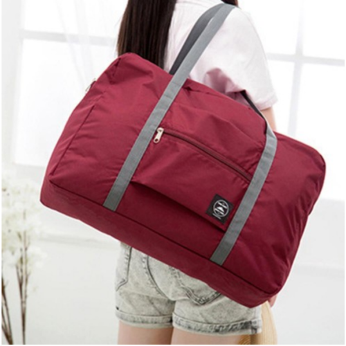 Maroon Red - Large Capacity Foldable Duffle Bag, Lightweight Portable Nylon Travel Bag, Women's Fashion Simple Storage Bag & Luggage Organizer