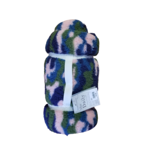 The Daily Collection Sherpa Throw Blue Camouflage 50 x 60”