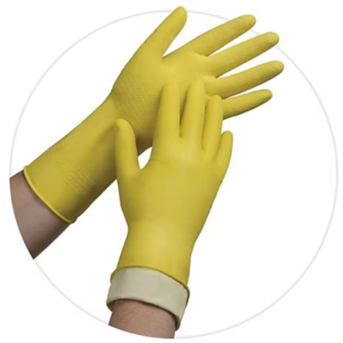 Ambitex Pro L6500 Series Yellow Flock Lined Latex Gloves, Large 3 Pairs