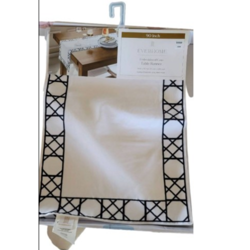 Everhome™ Cane 90-Inch Embroidered Table Runner in White/Navy