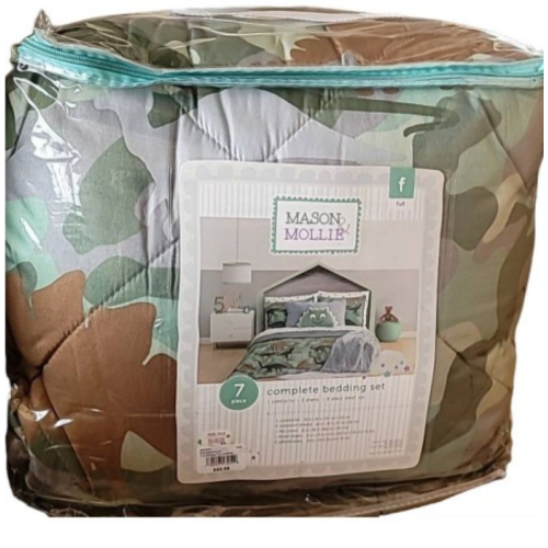 Mason & Mollie Green Camo Dino 7-piece Full Bed Set