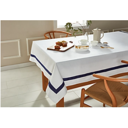 Everhome™ Hotel Border 60-Inch x 84-Inch Oblong Tablecloth in Maritime Blue