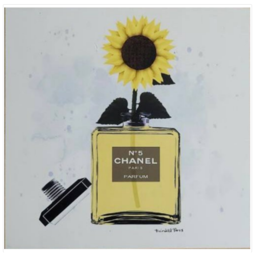 Fairchild Paris Chanel Bottle Sunflower Hanging Plaque