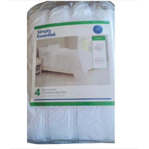 Simply Essential™ 4 Seersucker Complete Bed Set Twin White