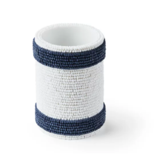 Everhome™ Beaded Striped Tumbler in White/Blue