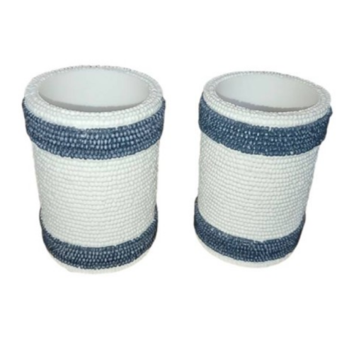 Everhome™ Beaded Striped Tumbler in White/Blue