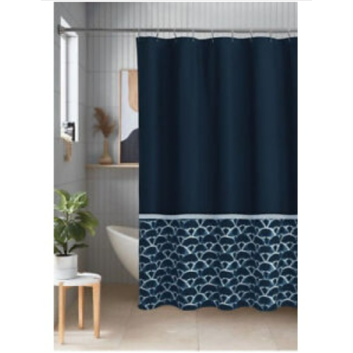 Studio 3B™ Kiko Shibori Scallop 72-Inch x 72-Inch Shower Curtain in Navy/White