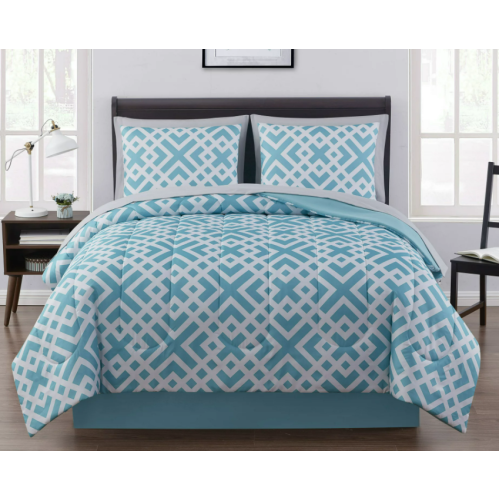 Mainstays Mint Geometric 6 Piece Bed in a Bag Comforter Set with Sheets, Twin