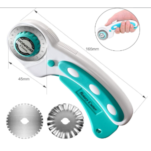 45mm Rotary Cutter, with 3 Replacement Rotary Blades for Crafting, Quilting