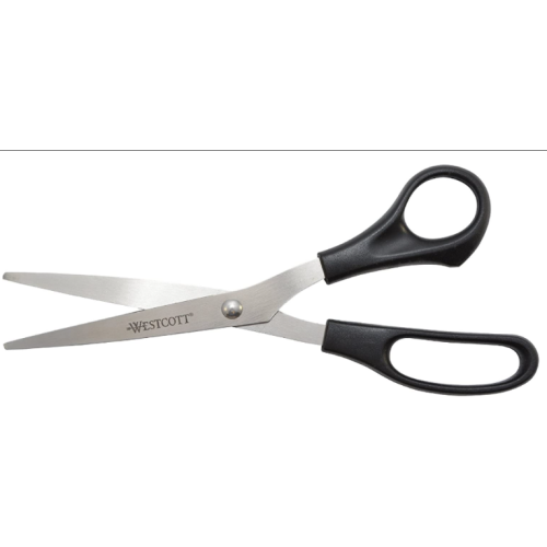 Westcott KleenEarth Recycled Stainless Steel Scissors, 8-Inch Straight, Black