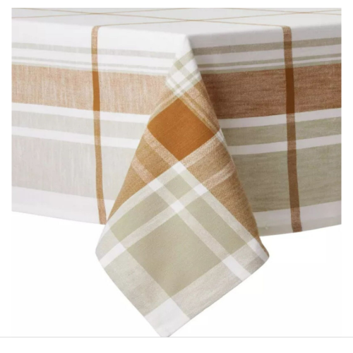 Bee & Willow Woven Autumn Plaid Fabric Tablecloth 60 in x 144 in Oblong, Fall Dining