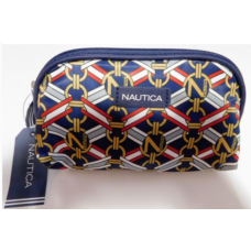 Nautica Small Makeup Cosmetic Bag/Travel Trap Case Links & Ribbons Brand