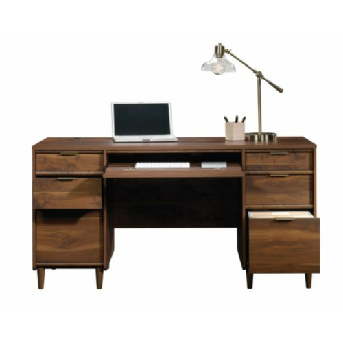 Sauder Clifford Place 59"W Mid-Century Executive Computer Desk, Grand Walnut