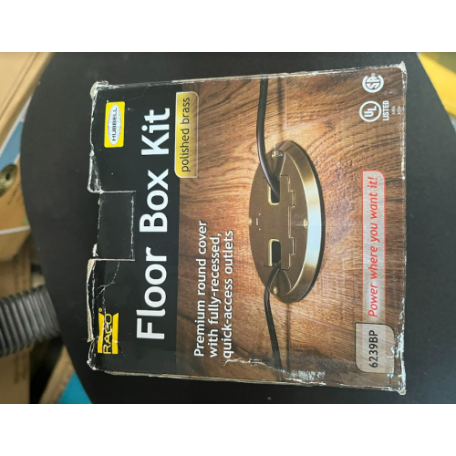 RACO 6239BP Floor Kit with Recessed Duplex 15A TR Device and Adjustable Steel Box, 1-Gang, Brass