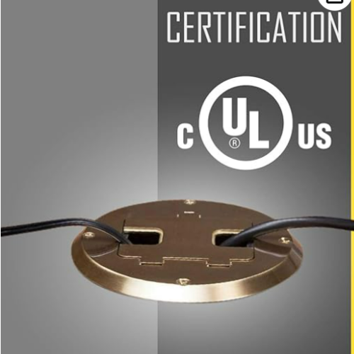 RACO 6239BP Floor Kit with Recessed Duplex 15A TR Device and Adjustable Steel Box, 1-Gang, Brass