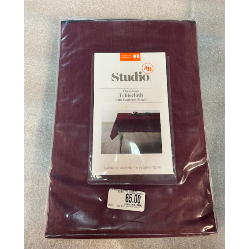 Studio 3B Chambray Tablecloth with Contrast Stitch 60 in x 120 in