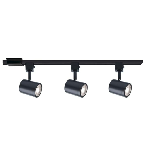 Charge 4 ft. Black Integrated LED Ceiling Line Voltage H Track Lighting Kit with 3 H Track Round Heads