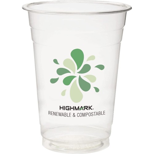 Highmark® ECO Compostable Plastic Cups, 16 Oz, Clear, Pack Of 500